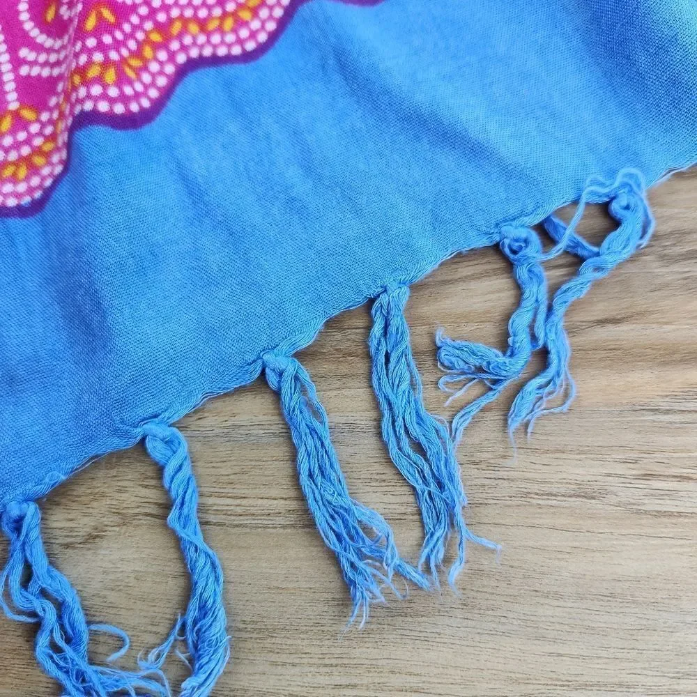 🔺️Blue, Pink, & Yellow Floral Print Scarf/Wrap